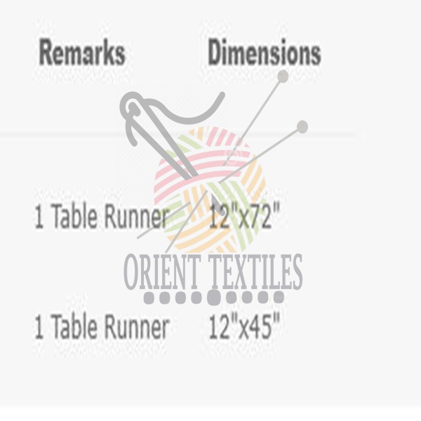 DXB Table Runner Size Chart